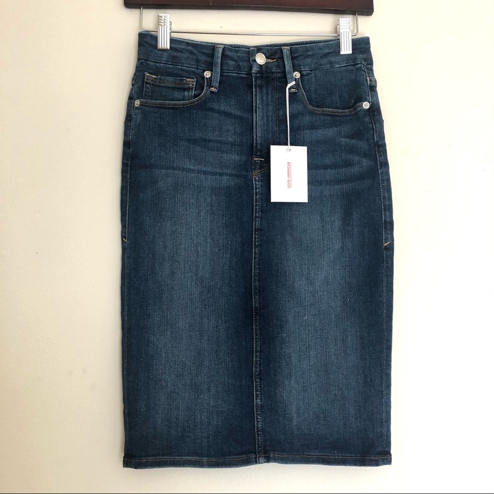 NWT Good American denim jeans pencil skirt Sz 0/2 - Picture 2 of 8